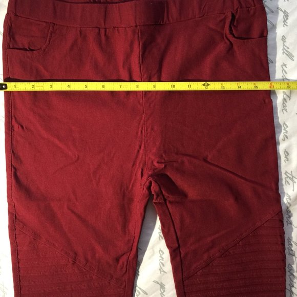 Burgundy Slim Leg Pants Petite - Picture 3 of 13